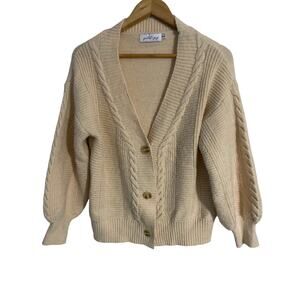 Petal + Pup cable knit cardigan sweater women’s S/M beige chunky cozy minimalist